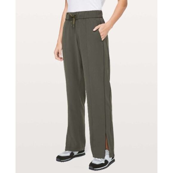 Lululemon On the Right Track Pant Dark Olive / Black 4 - Picture 1 of 14